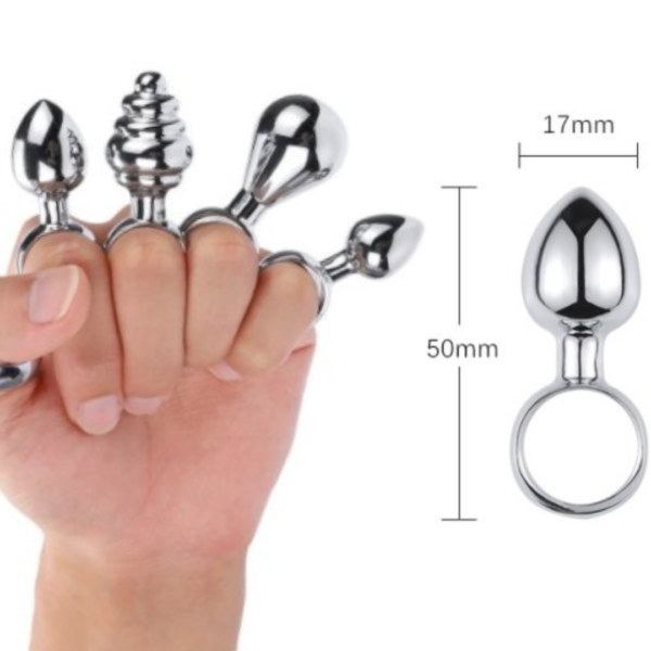 Plug Anal pequeno com alça no formato de Anel - Metal Toys - Sex shop