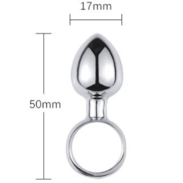Plug Anal pequeno com alça no formato de Anel - Metal Toys - Sex shop - Image 2