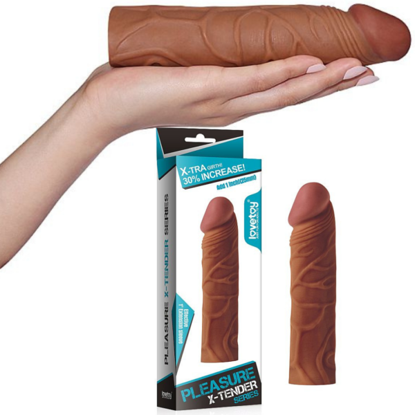 Capa Peniana com veias Cyberskin 17x4 cm Marrom - Sex shop
