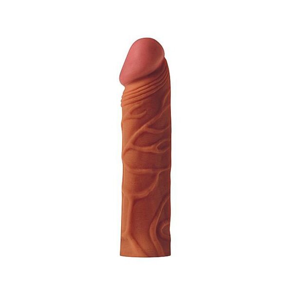 Capa Peniana com veias Cyberskin 17x4 cm Marrom - Sex shop - Image 2
