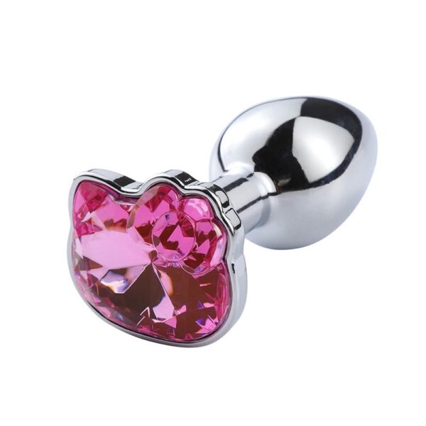 Plug Anal Em Aço Inox Polido Com Joia Hello Kitty Tamanho P - Image 3