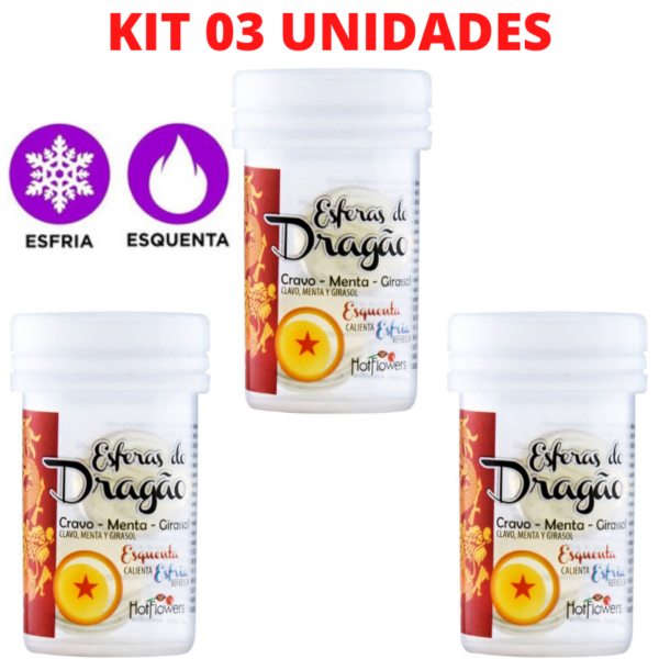 Kit 03 Bolinhas Esféras Do Dragão Hot Ball Plus – Hot Flowers – Sexshop