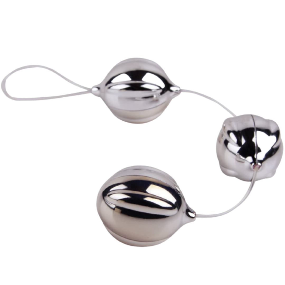 Bolas para pompoar prata com fio de silicone - VIBALLS DUOTONE BALLS - TOPCO SALES - Sexshop - Imagem 3