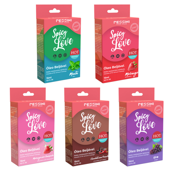 Gel Corporal de Morango com Champanhe Spicy Love Pessini 15ml - Sexshop - Image 5