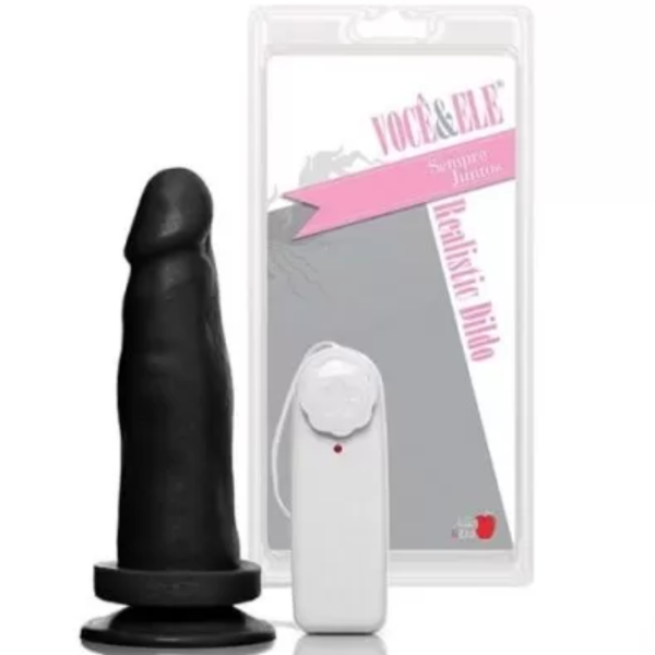 Pênis Realistico 6 com Ventosa e Vibrador Preto - Image 2