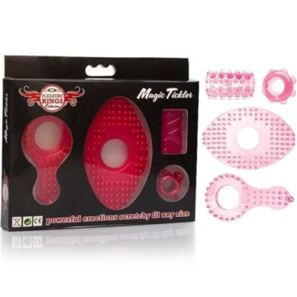 Kit com 4 anéis para prolongar a ereção