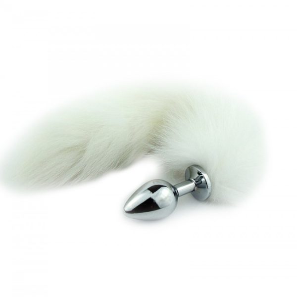 Plug Anal em Metal 7cm com Cauda Branca Raposa do Gelo - Sexshop