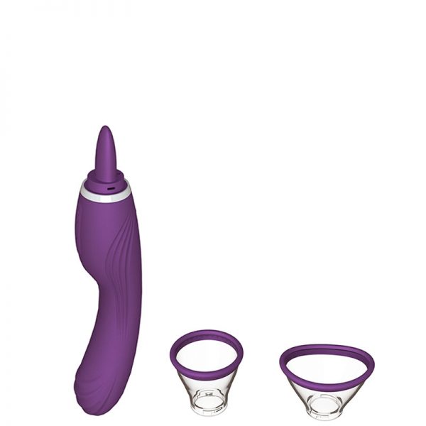 Vibrador Recarregável com Penetrador e Bomba Vaginal e Língua Estimuladora - Image 4