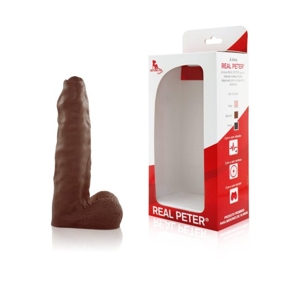 Pênis Real Peter Fimose Marrom - 4 x 17cm - Sex Shop