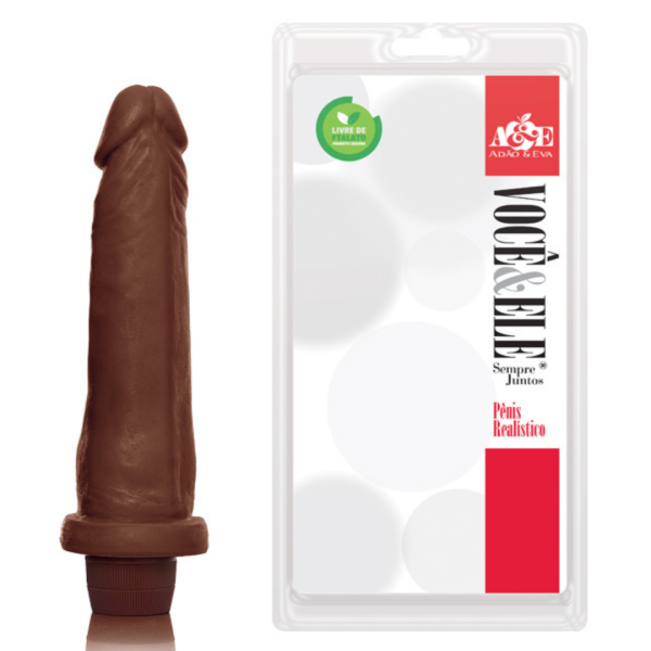 Prótese Realistica Marrom com vibrador 10 - 18,5x4,5 cm