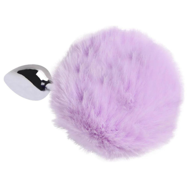 Plug Anal em Aço Pompom de Coelho – Lilas - 7,7cm X 2,9cm