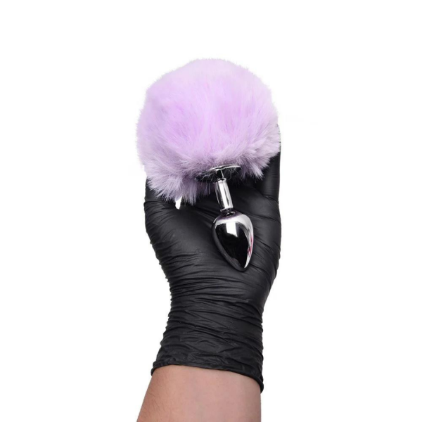 Plug Anal em Aço Pompom de Coelho – Lilas - 7,7cm X 2,9cm - Image 2