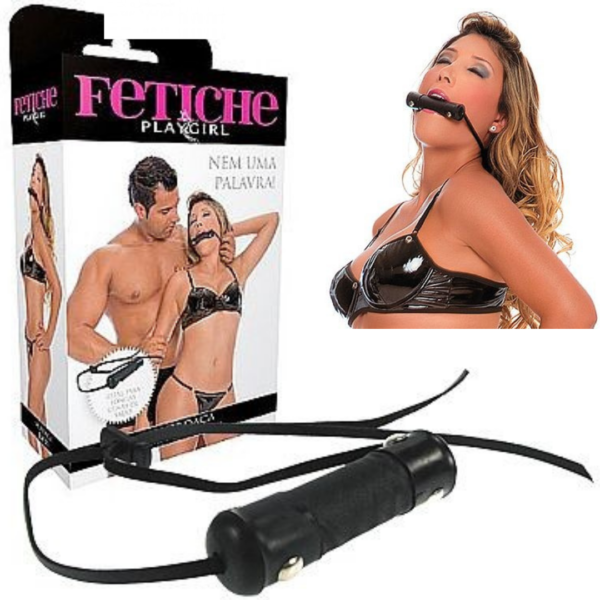 Mordaça em couro com tiras ajustáveis - Sexshop