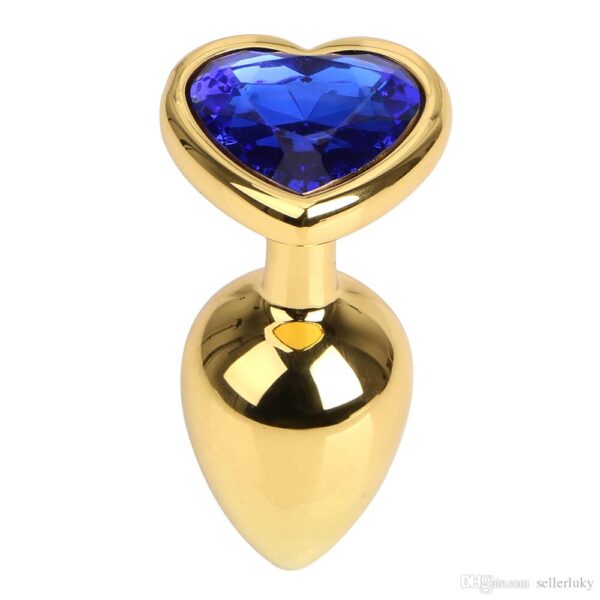 Plug Anal Coração Dourado em Aço Inox Com Cristal Grande - Steal Butt Plug - Image 6