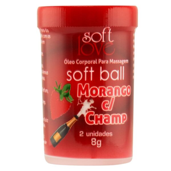 SoftBall Bolinha Beijável Morango com Champanhe 2uni SoftLove - Sex shop