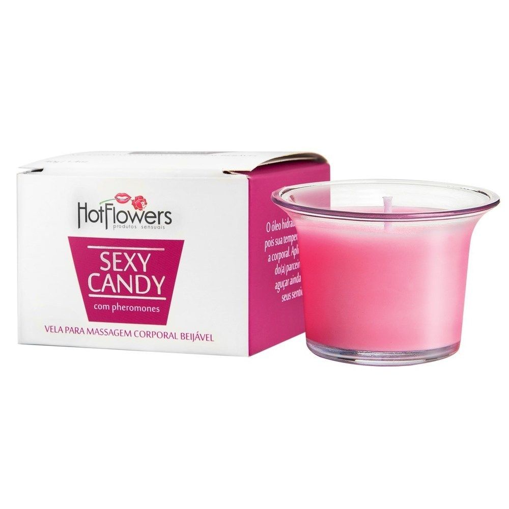 Kit 03 Vela para Massagem Aromatizante Sexy Candy 40gramas HotFlowes Morango com Champanhe - Sex shop