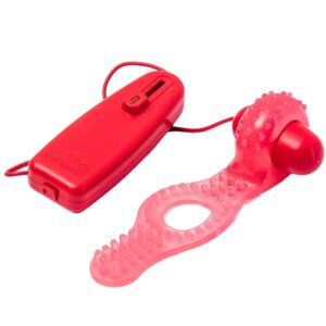 Anel Peniano Estimulador Vermelho com Vibrador HotFlowers - Sex shop