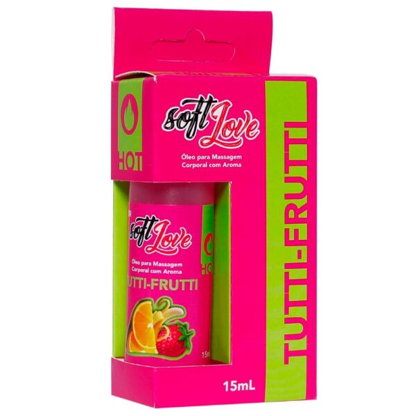 Óleo Tutti-Frutti para massagem intima que esquenta 15 ml Soft Love - Sexshop