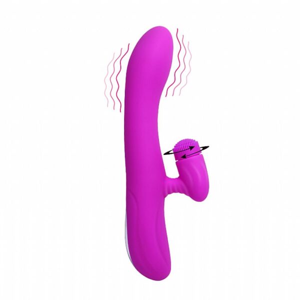 Vibrador Silicone Recarregável com Estimulador de Clitóris Rotativo Derrick - Sex shop