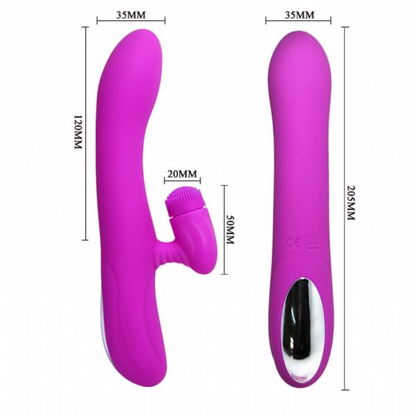 Vibrador Silicone Recarregável com Estimulador de Clitóris Rotativo Derrick - Sex shop