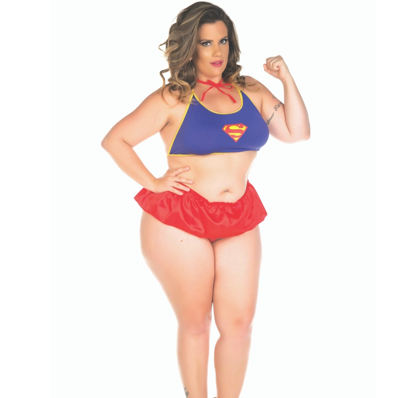 Mini Fantasia Super Girl Plus Size Pimenta Sexy - Sexshop