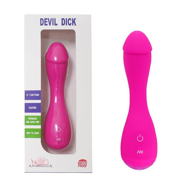 Sex shop, Devil Dic - Pênis Toque Macio - 10 Vibrações - À prova de água 16 cm