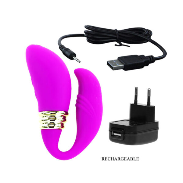 Vibrador Silicone Duplo Recarregável 12V - PRETTYLOVE - Sexshop