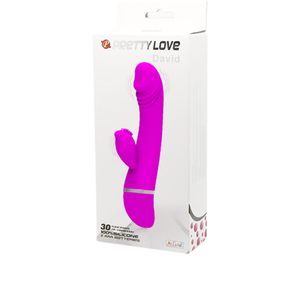 Vibrador David em Puro Silicone Dupla Estimulação - 30 Velocidades - Sexshop