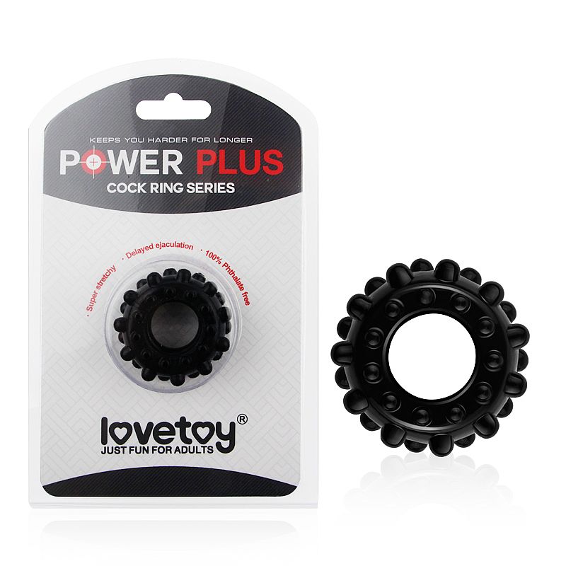 Anel Peniano Power Plus com Relevo - Preto - Lovetoy - Sexshop