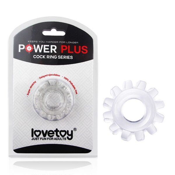 Anel Peniano Power Plus em Formato de Engrenagem - Transparente - Sexshop