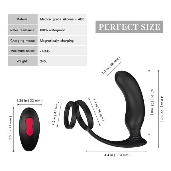 Anel Peniano com Plug Anal Recarregável - Lanco RCT - Sexshop