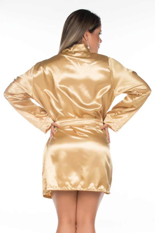 Camisola Robe em Cetim Dourado Pimenta Sexy - Sex shop