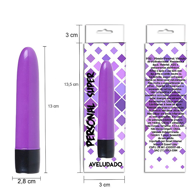 Vibrador Power Personal Aveludado13cm Cores Variadas