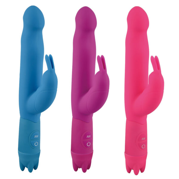 Vibrador em Puro Silicone com Estimulador de Clitóris no formato de Coelho - Duplo Motor