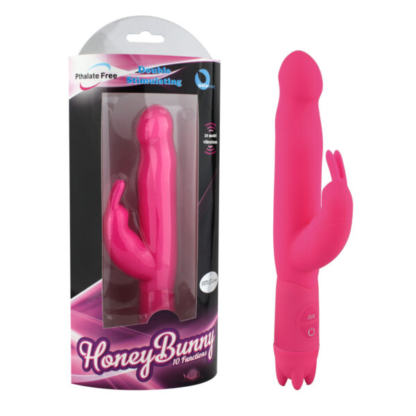 Vibrador em Puro Silicone com Estimulador de Clitóris no formato de Coelho - Duplo Motor