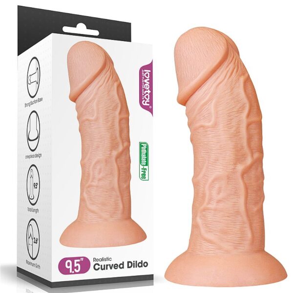 Pênis Grosso Curvo Realístico - Curved Dildo - Lovetoy - Sex shop