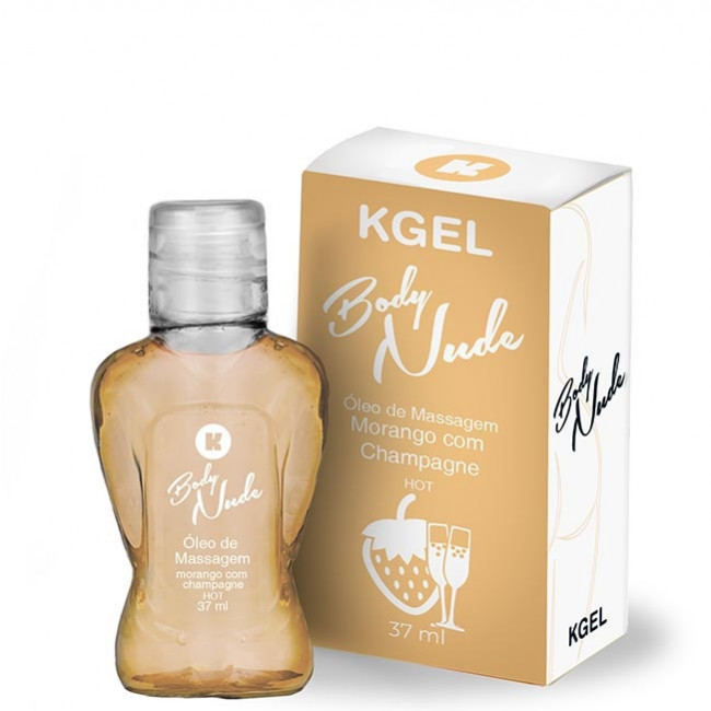 Óleo de Massagem Body Nudes Kgel Hot Morango com Champagne 37ml - Sexshop
