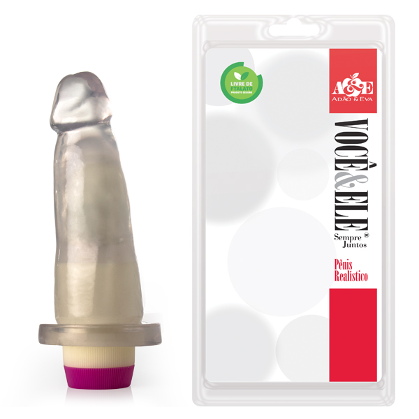 Pênis Prótese com vibrador 6 - 14,5x4 cm - Translúcido - Sexshop