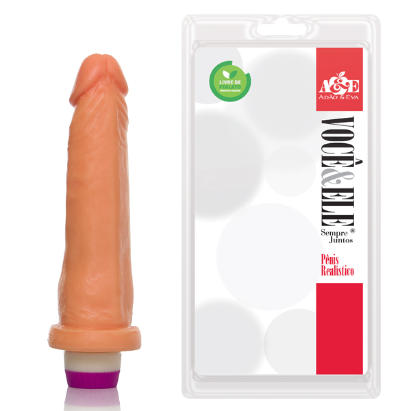 Pênis Realístico 10 com Vibrador Pele - Sexshop