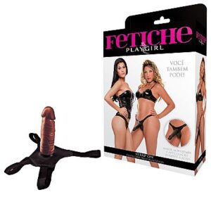Strap On - cinta com pênis realístico - Marrom 14,5x4cm - Sexshop