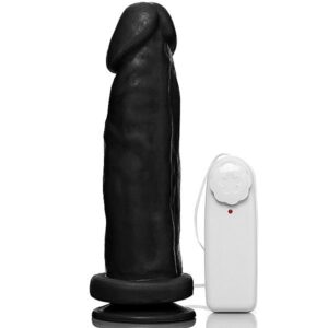 Pênis Realistico 8L com Ventosa e Vibrador Preto - Sexshop