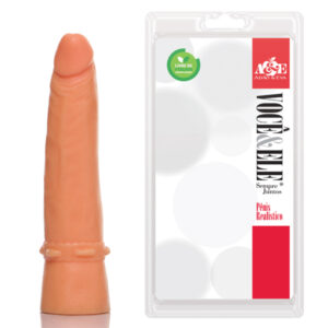 Pênis Realístico com Anel Massageador Pele - Sexshop