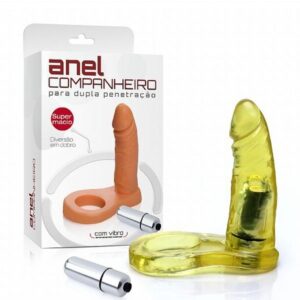 Anel Peniano Companheiro 11x2,5 cm na cor Amarelo - Com Vibrador Torpedo - Sexshop