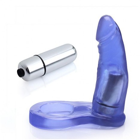 Anel Companheiro 11x2,5 cm na cor Azul Translucido - Com Vibrador Torpedo - Sexshop