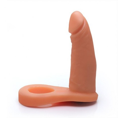 Anel Companheiro 11x2,5 cm na cor pele - Com Vibrador Torpedo - Sexshop