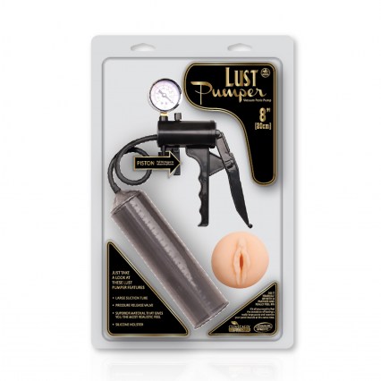 Aparelho peniano com manômetro, pistola e vagina em cyberskin - LUST PUMPER - NANMA - Sexshop