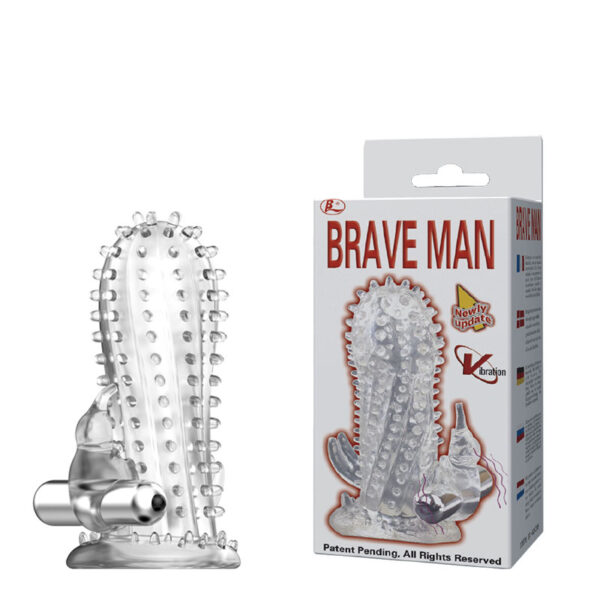 Capa peniana texturizada com cápsula vibratória - BRAVE MAN - Sexshop