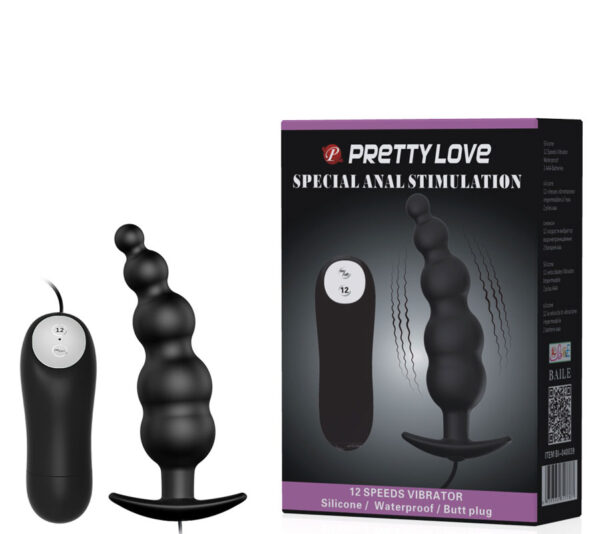 Plug Anal com Diâmetro Escalonado e 12 Modos de Vibração – PRETTY LOVE SPECIAL ANAL STIMULATION