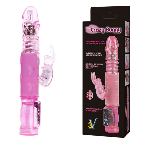 Vibrador Rabbit Rotativo Vai e Vem Crazy Bunny - Pretty Love - Sexshop