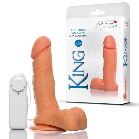 Pênis King 6" - Pênis com Escroto, Ventosa e Vibrador - Sexshop